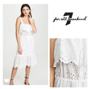 7 FOR ALL MANKIND EYELET white midi DRESS